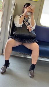 Pcolle PPV 電車対面1 アイドル級制服女子の白パンチラ